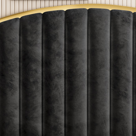 King Size Elegant Luxury Bedframe with Gas Lift Storage Charcoal Velvet Fabric Golden Trim Price
