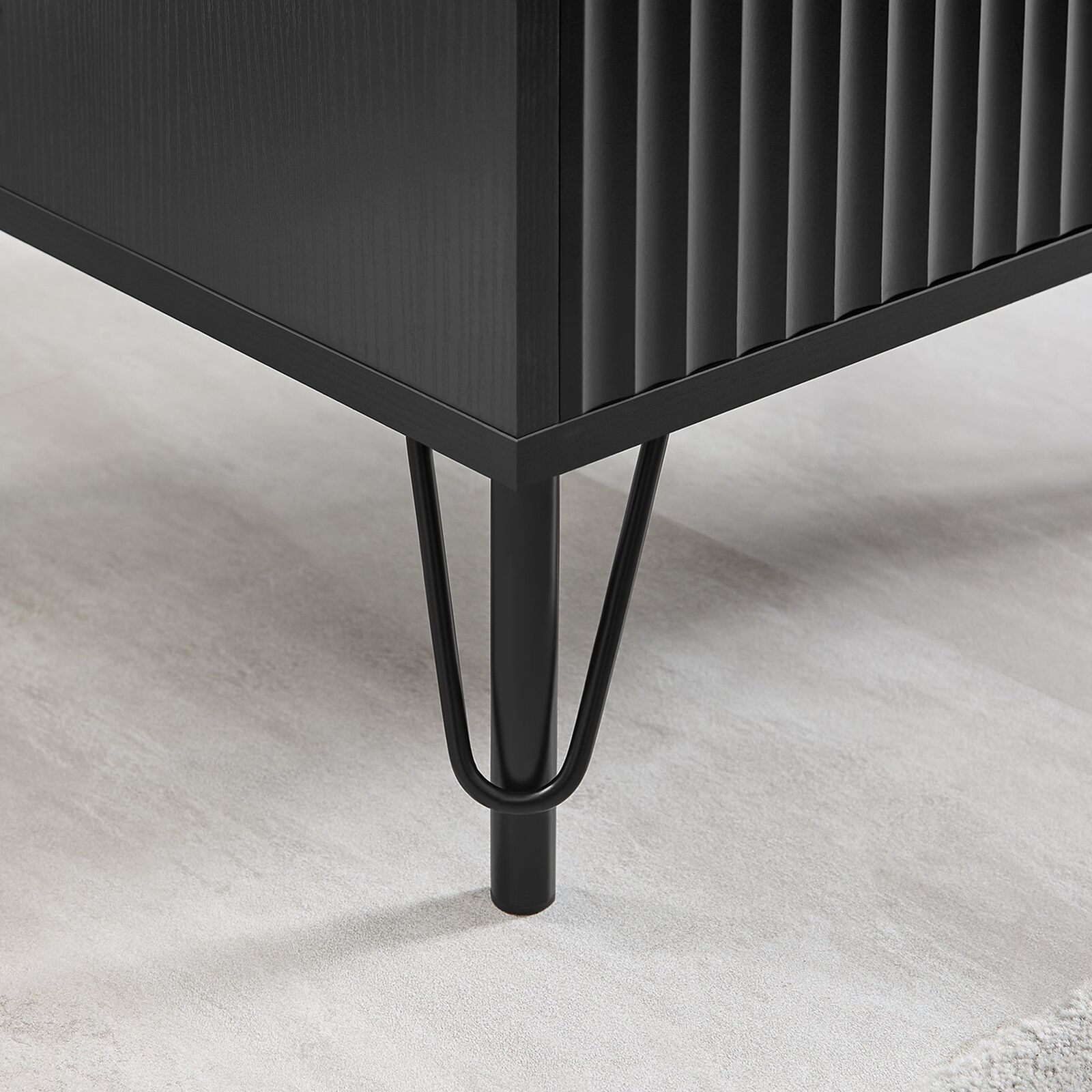 Lisa Wavy Fluted Bedside Table in Black Price
