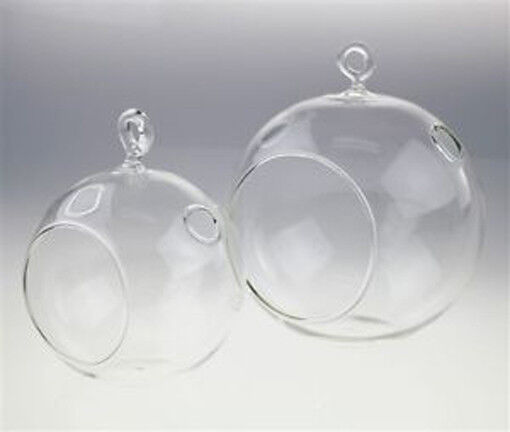 10 x Hanging Clear Glass Ball Tealight Candle Holder - 8cm Diameter / High - Wedding Globe Decoration Terrarium Succulent Plant Mini Garden Holder De Price