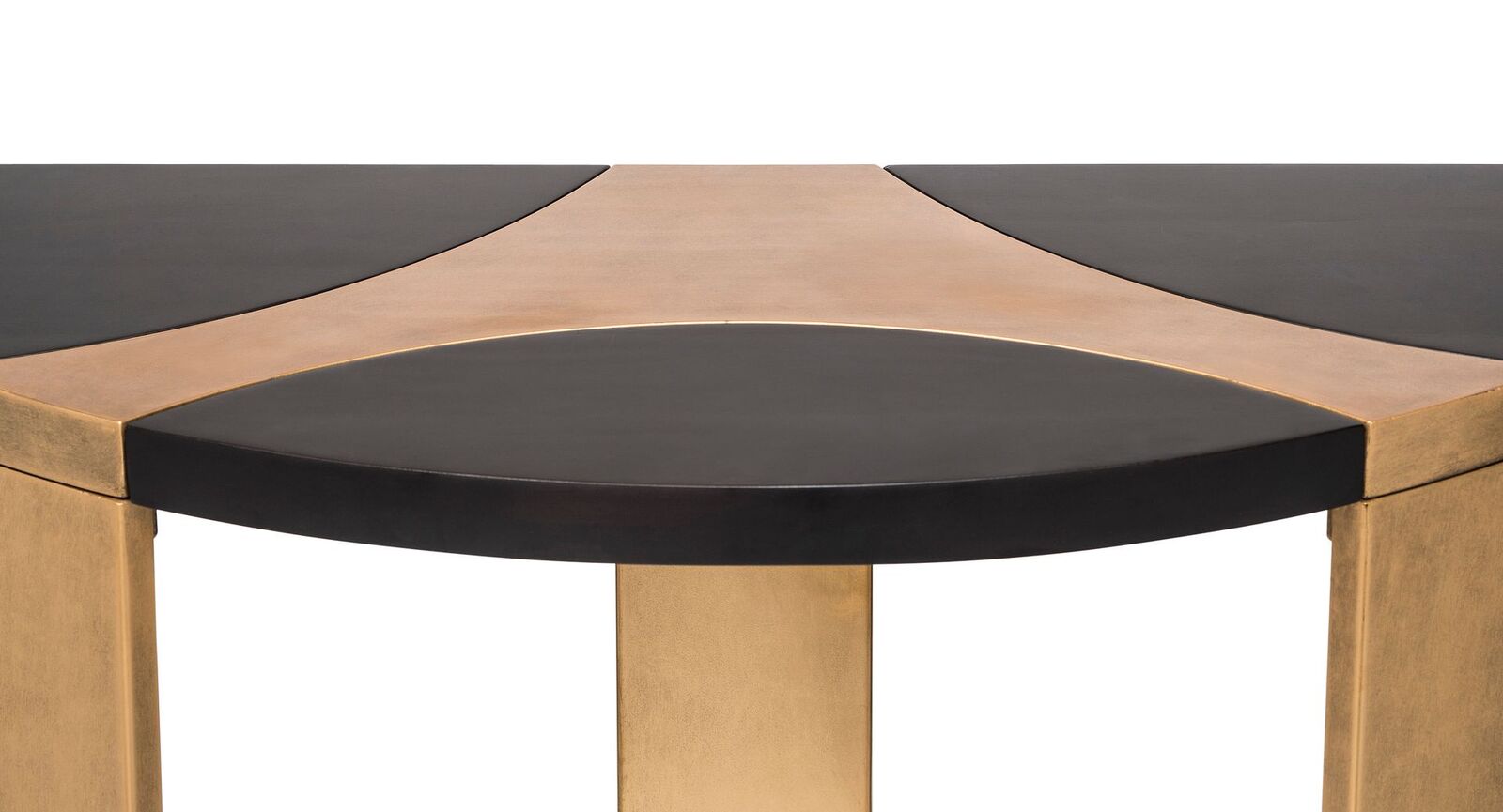 Contemporary Half Round Brass and Black Hallway Console Table Price