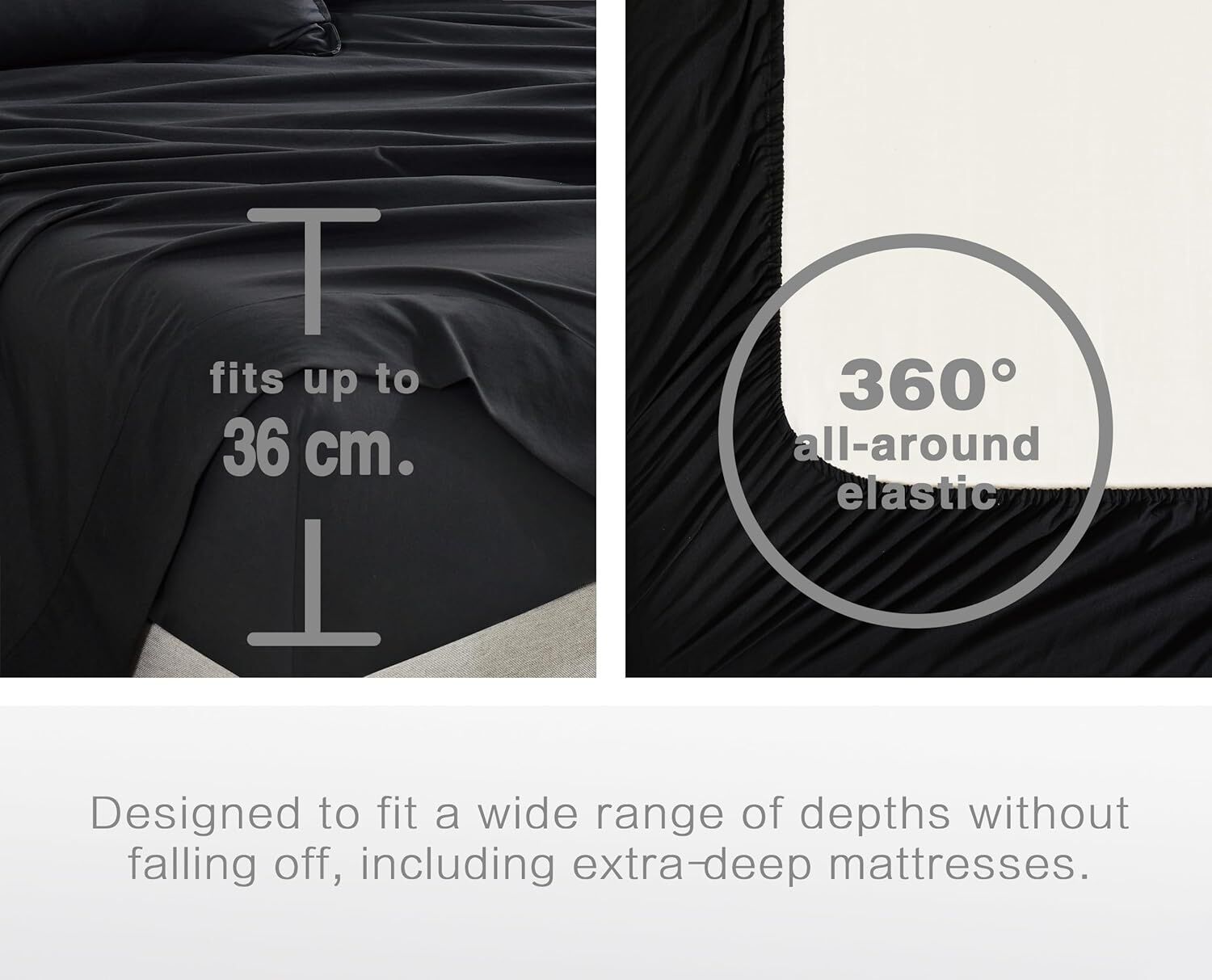 CleverPolly Vintage Washed Microfibre Sheet Set with 1 Pillowcase - Black - Single Price