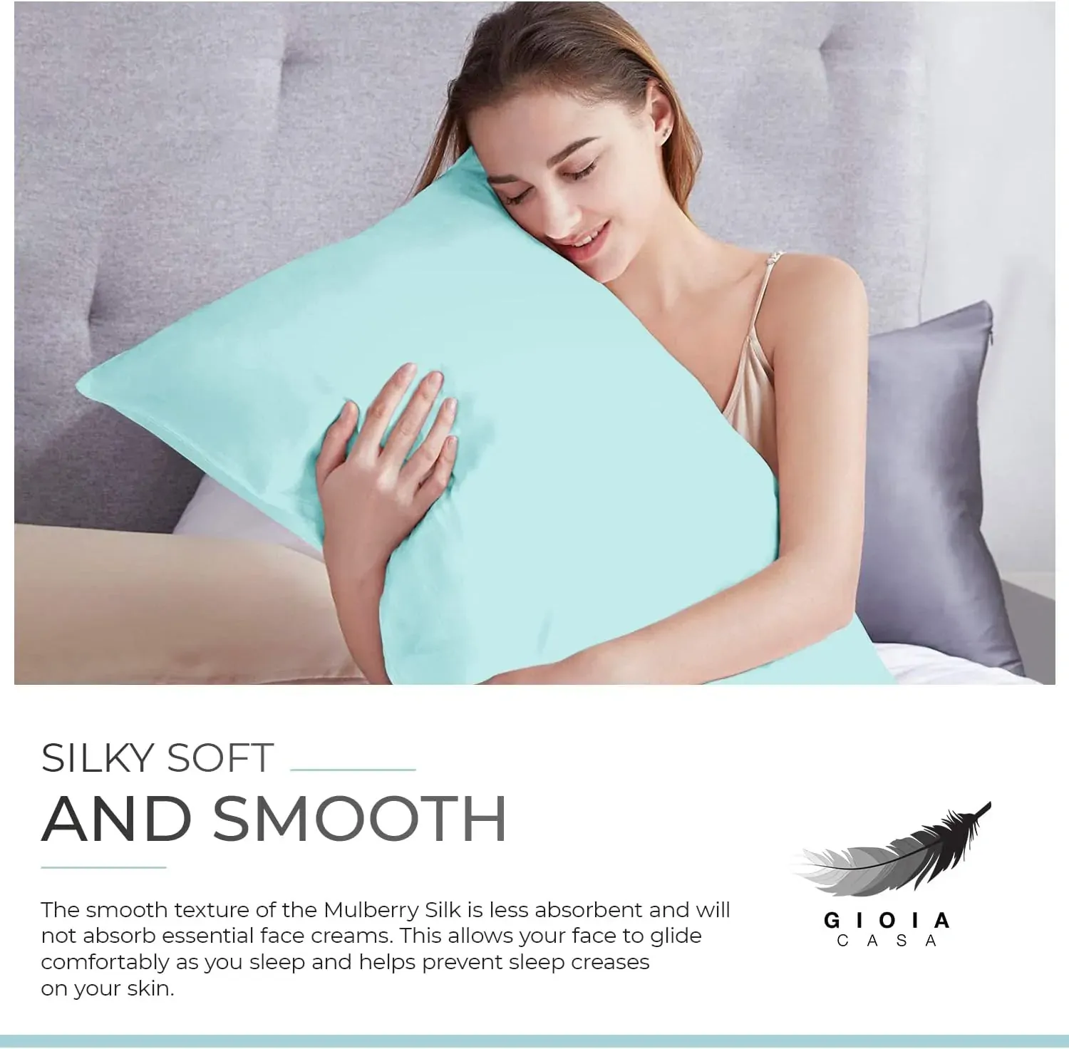 Gioia Casa Luxury Pillowcase - 100% Pure Mulberry Silk on Both Sides - Sage Green Price