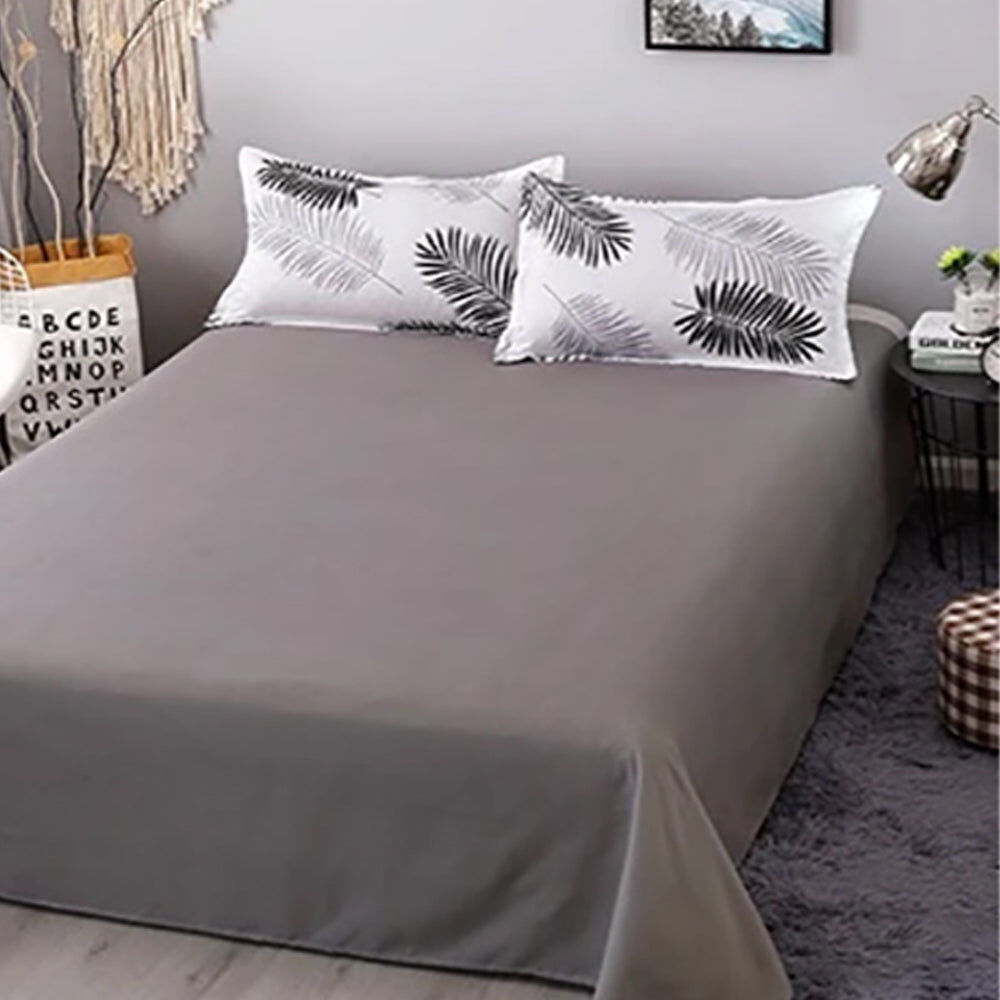 Palm Leaves Pattern Aloe Cotton Flat Sheet Quilt Cover Pillowcases 4pcs Bedding Set (Double) Price