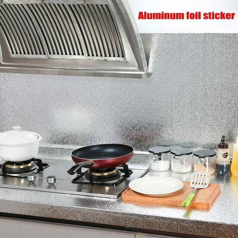 Aluminum Foil Sticker Self Adhesive Oil-proof Waterproof Kitchen Cabinet Wall(40*300cm) Price