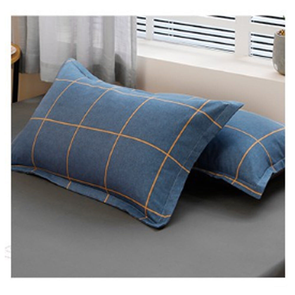 Blue Plaid Pattern Aloe Cotton Flat Sheet Quilt Cover Pillowcases 4pcs Bedding Set Duvet Doona Quilt Cover Set (King) Price