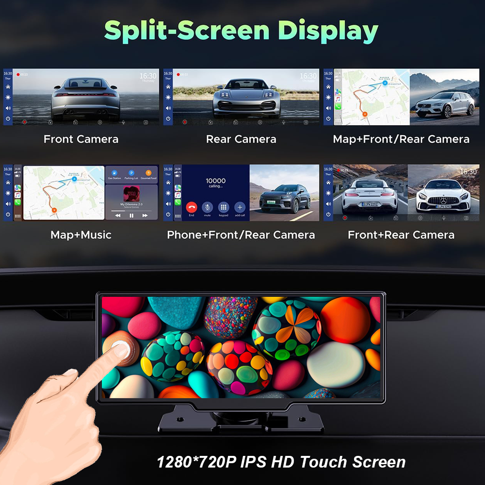 10.26" Wireless Apple Android Carplay Dual Dash Cam Front Rear Camera with 64G Card Price