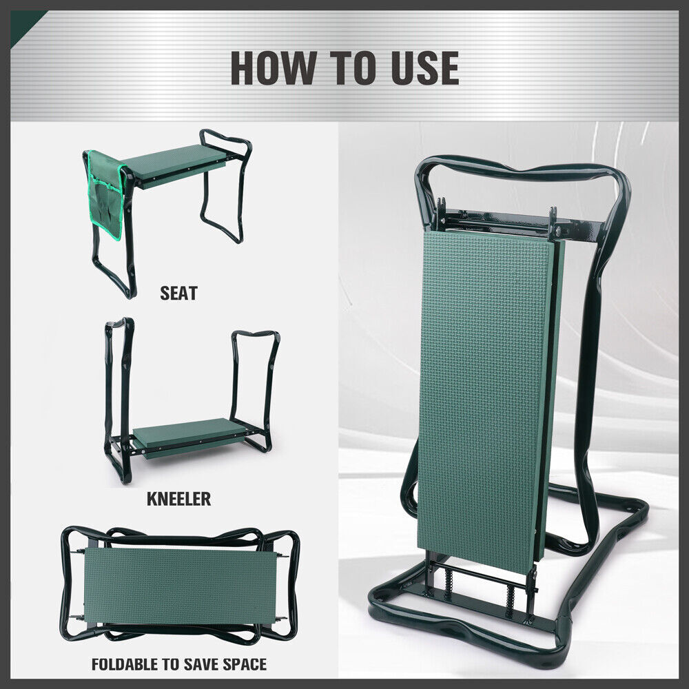 HORUSDY Garden Kneeler Bench Foldable Stool Knee Soft Pad Seat with Tool Pouch Price