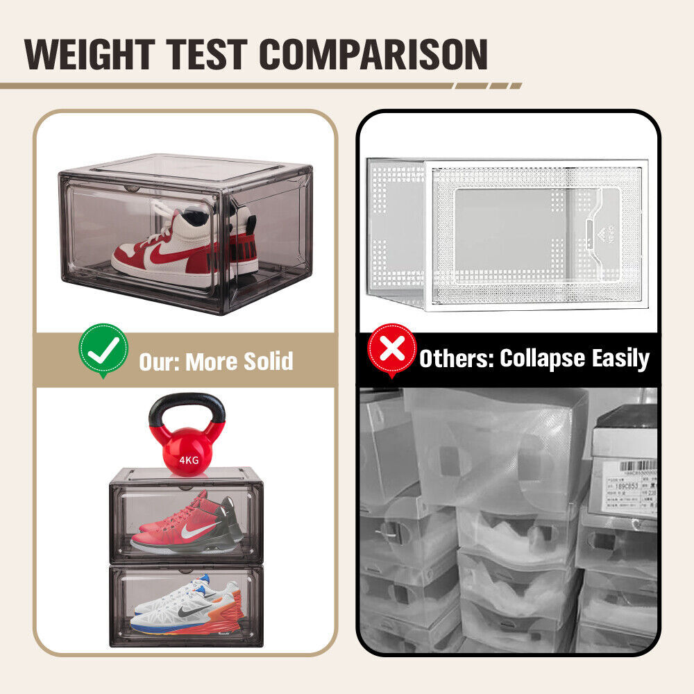 10Pcs Premium Acrylic Shoe Box Sneaker Display Storage Case Boxes Magnetic Door Au Price