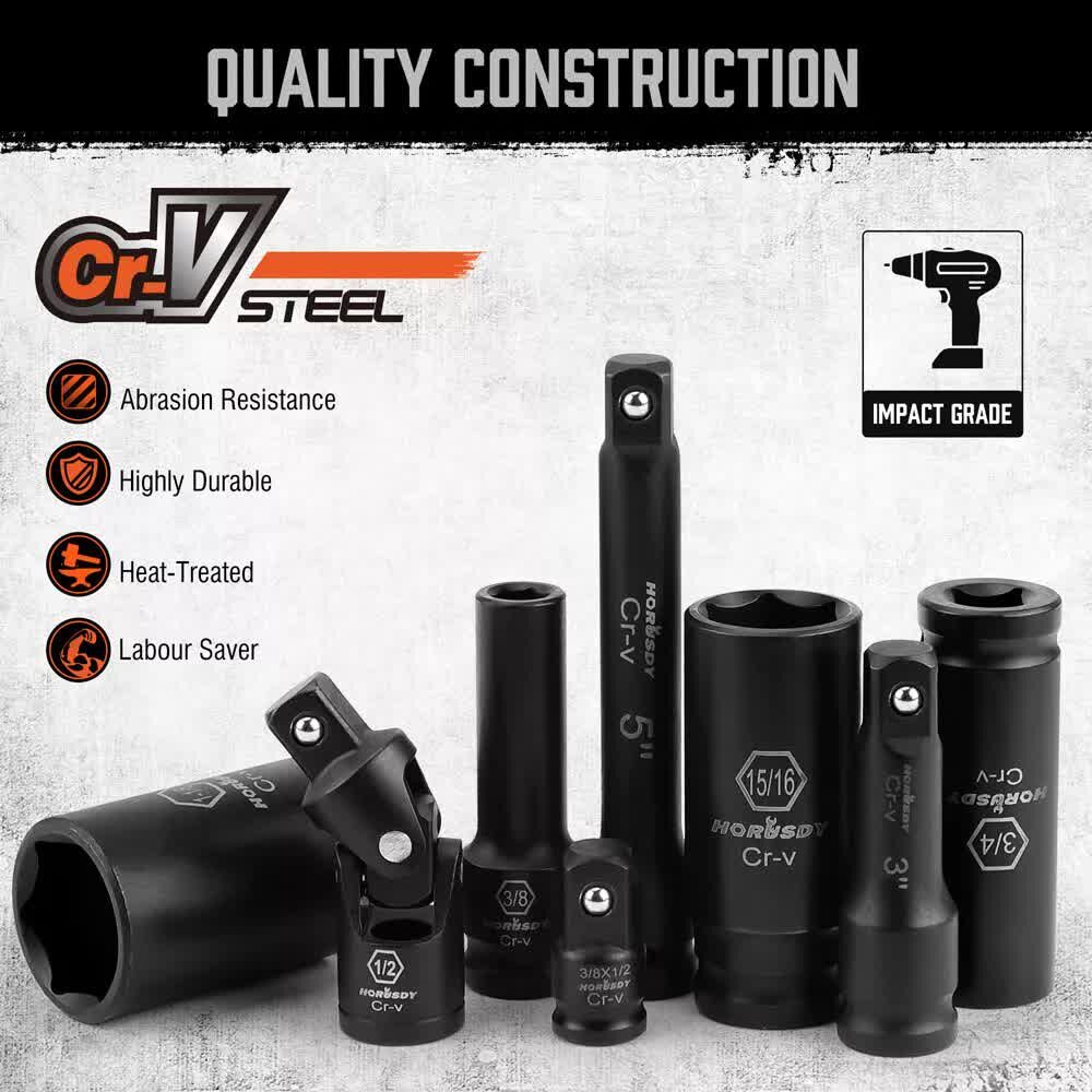 18Pc Deep Impact Socket Set Imperial / SAE Extension Flexible Adaptor 1/2" Drive Price