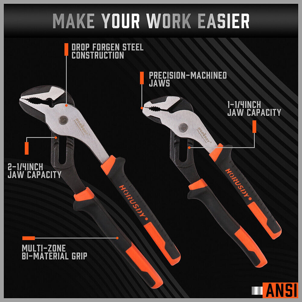 2Pc Groove Joint Pliers 8 & 10-inch Multi Grip Non-Slip Heavy Duty Pipe Wrench Price