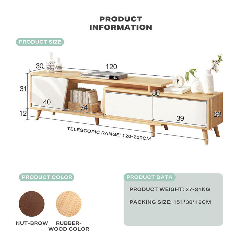 Adjustable TV Stand Entertainment Unit 120-190cm with Storage Drawer Cabinet Price