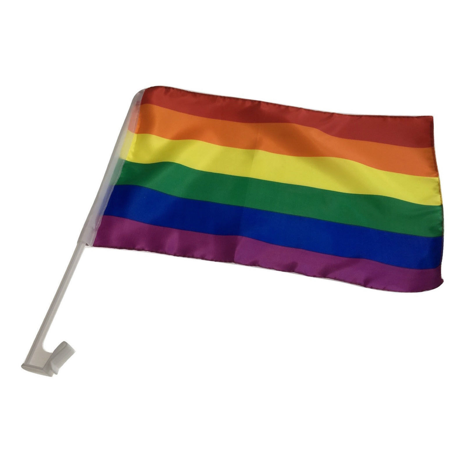 2x RAINBOW CAR FLAG with Window Clip Flags Australia Day 30cm x 45cm Gay Pride Price