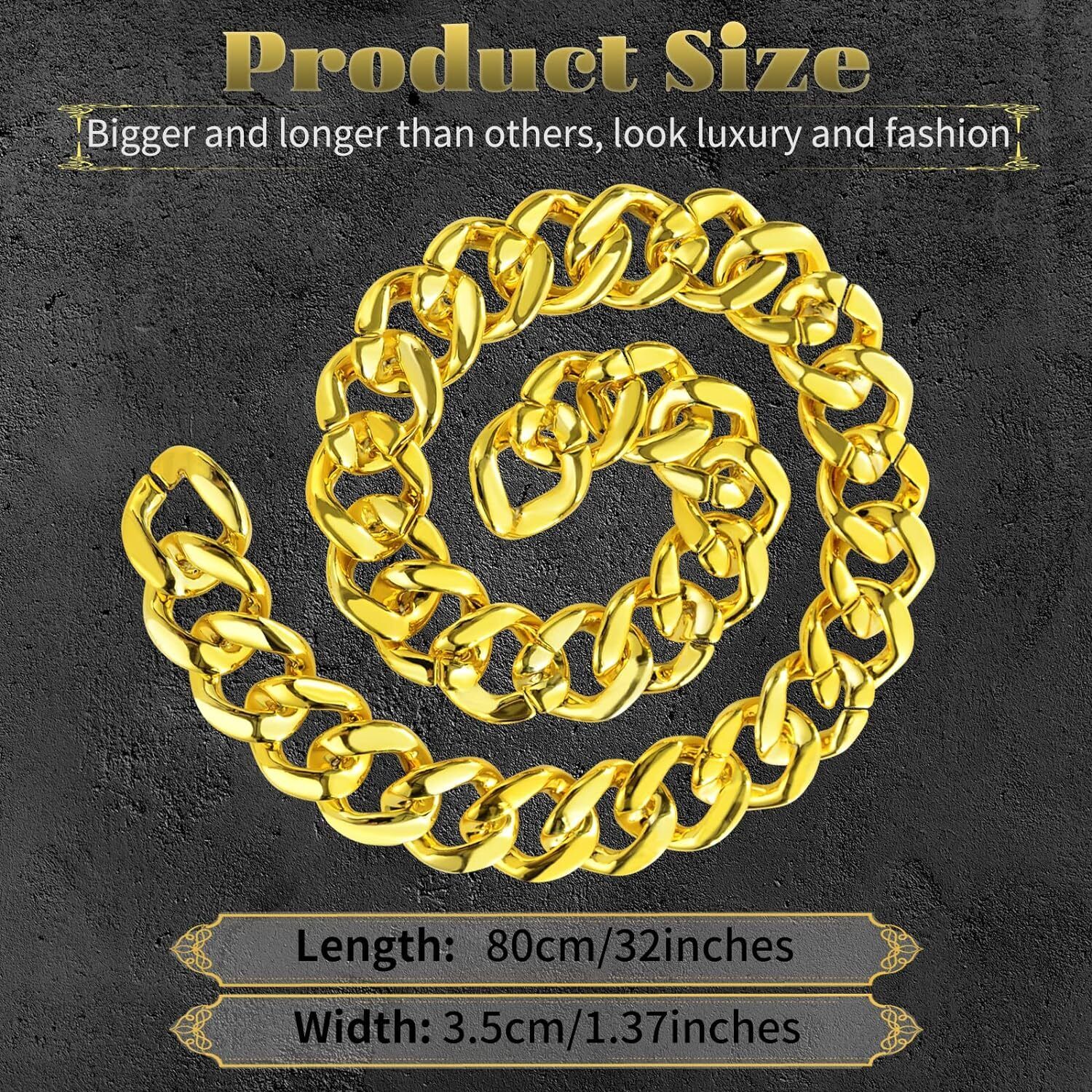Adjustable Big Links Plastic Gold Color Chain Necklace Chunky Choker Party Costume Pimp Price
