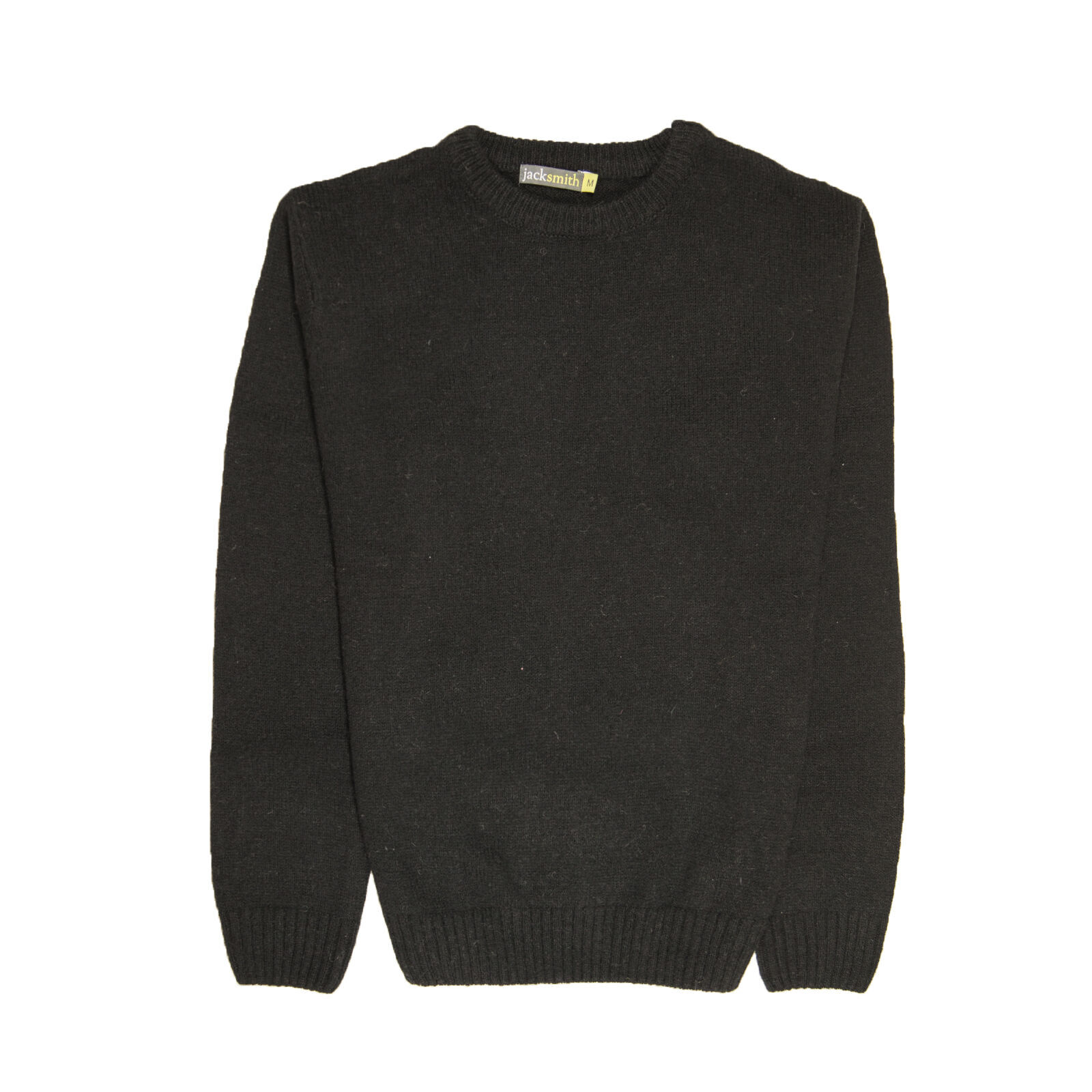 100% SHETLAND WOOL CREW Round Neck Knit JUMPER Pullover Mens Sweater Knitted - Plain Black - 3XL Price
