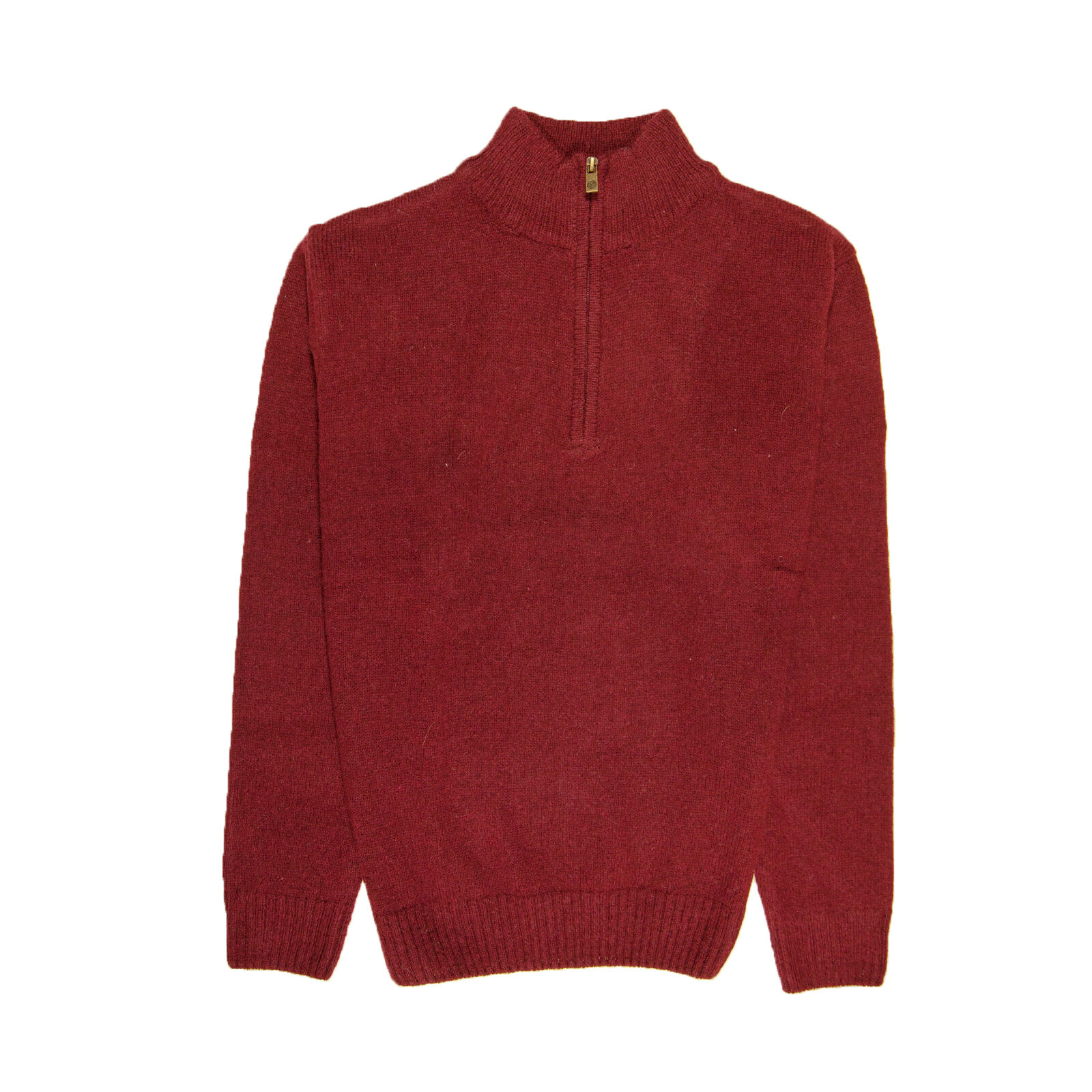 100% SHETLAND WOOL Half Zip Up Knit JUMPER Pullover Mens Sweater Knitted - Burgundy (97) - XL Price