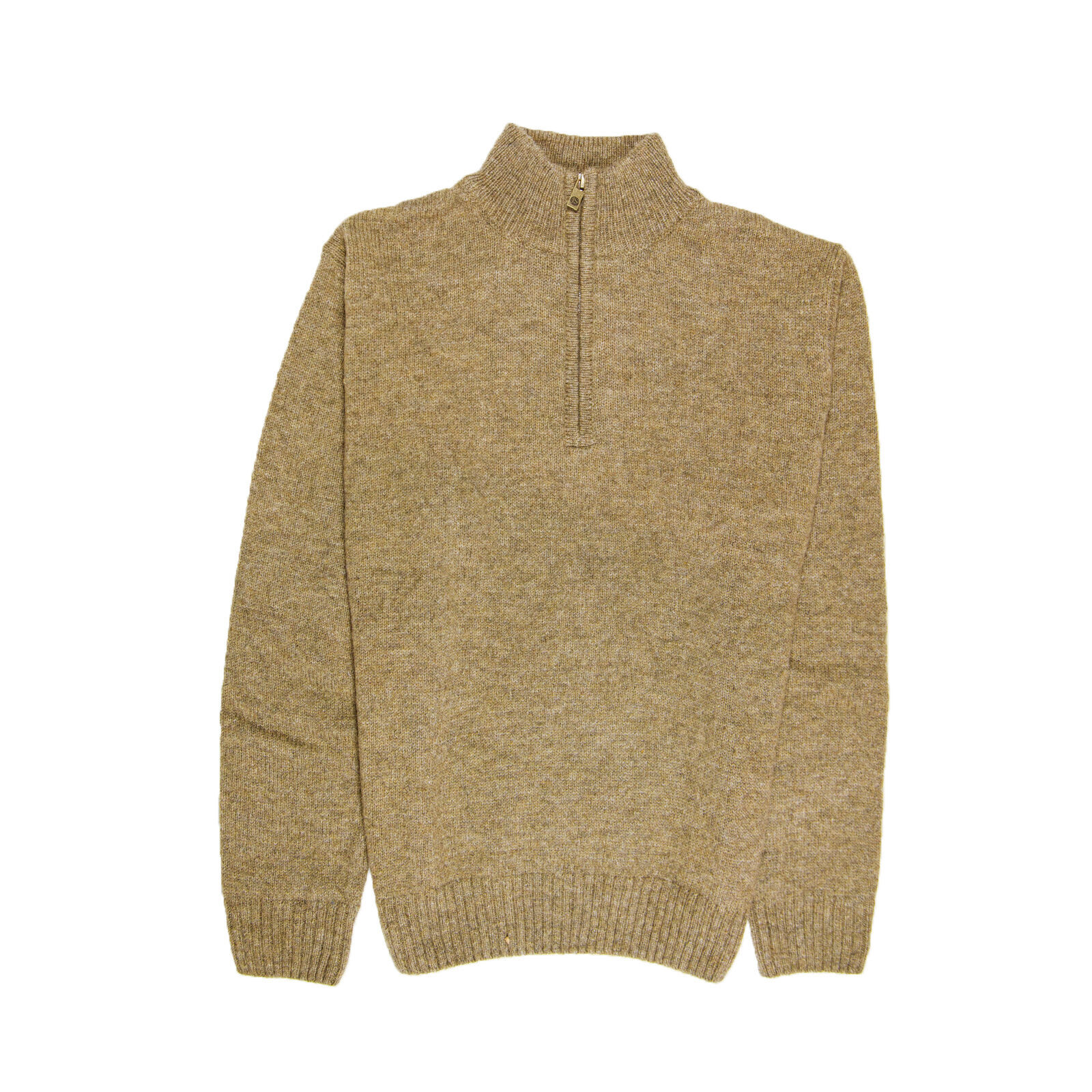 100% SHETLAND WOOL Half Zip Up Knit JUMPER Pullover Mens Sweater Knitted - Nutmeg (23) - 6XL Price