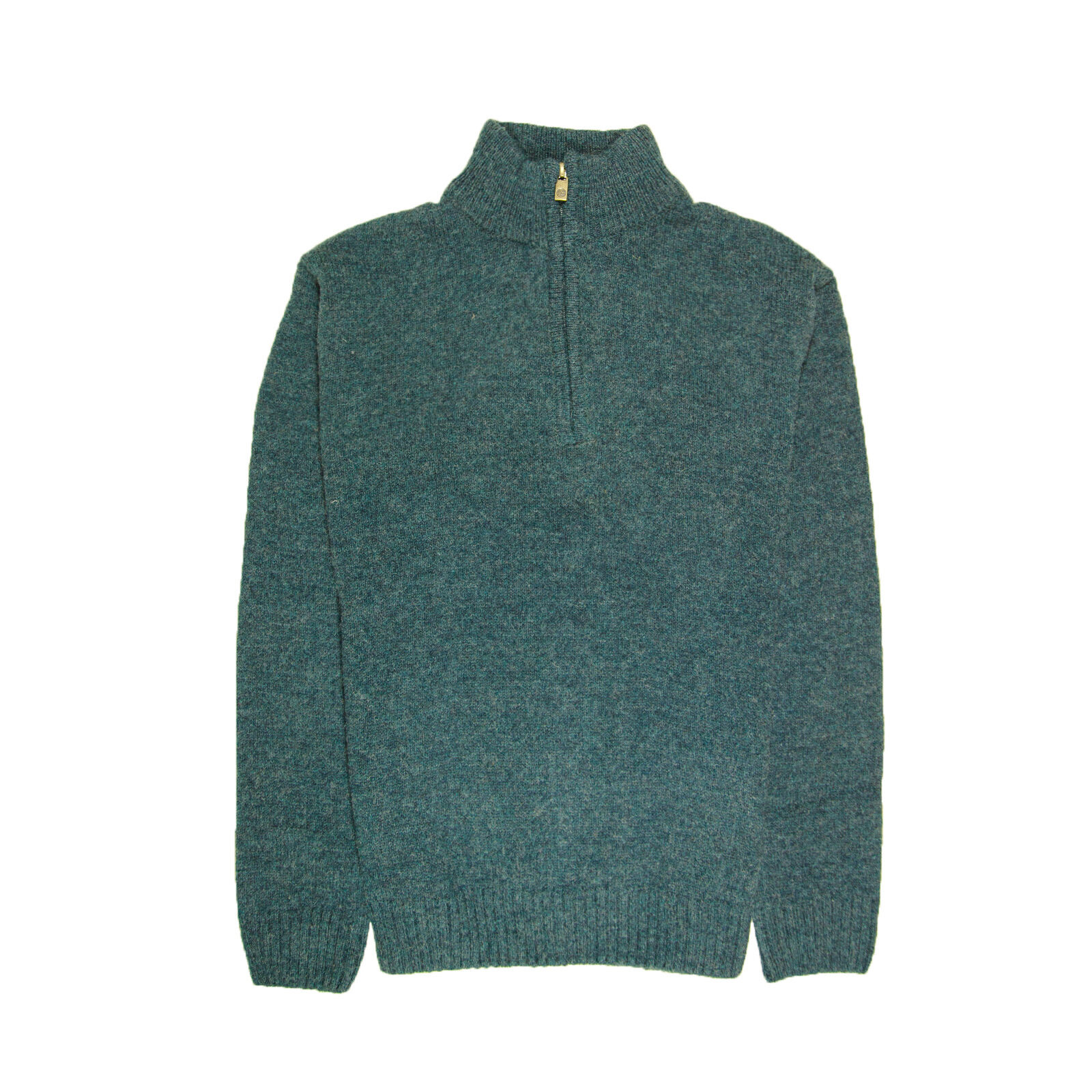 100% SHETLAND WOOL Half Zip Up Knit JUMPER Pullover Mens Sweater Knitted - Sherwood (32) - M Price