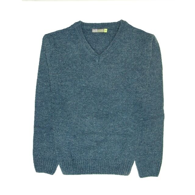 100% Shetland Wool V Neck Knit Jumper Pullover Mens Sweater Knitted - Sherwood (32) - L Price