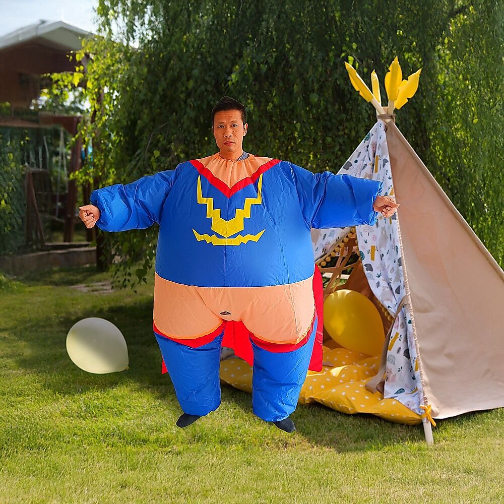 Super Hero Fancy Dress Inflatable Suit - Fan Operated Costume Price