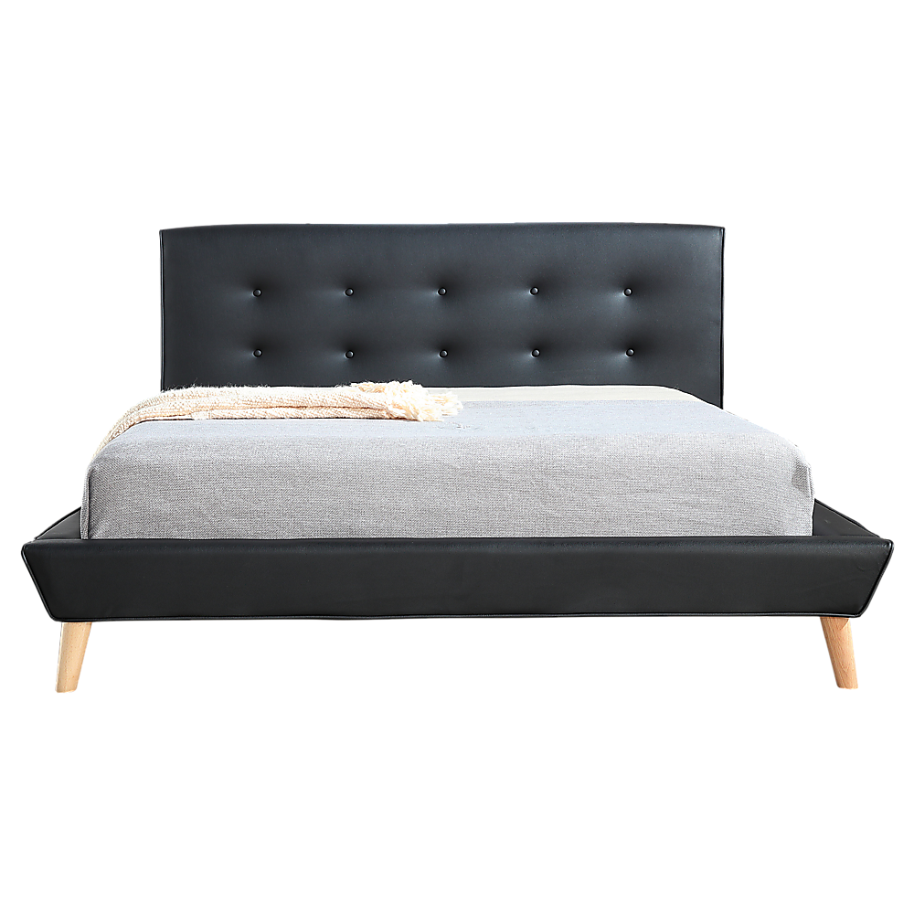 Double PU Leather Deluxe Bed Frame Black Price
