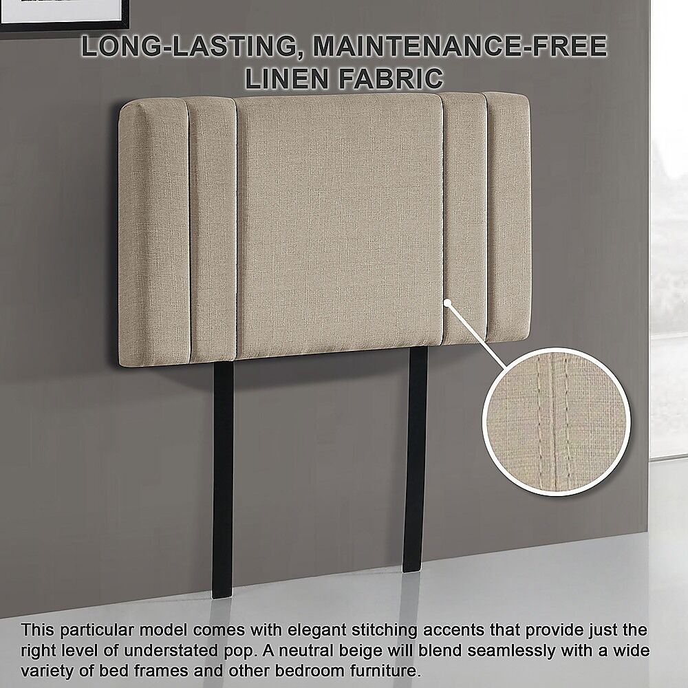 Linen Fabric Single Bed Deluxe Headboard Bedhead - Beige Price