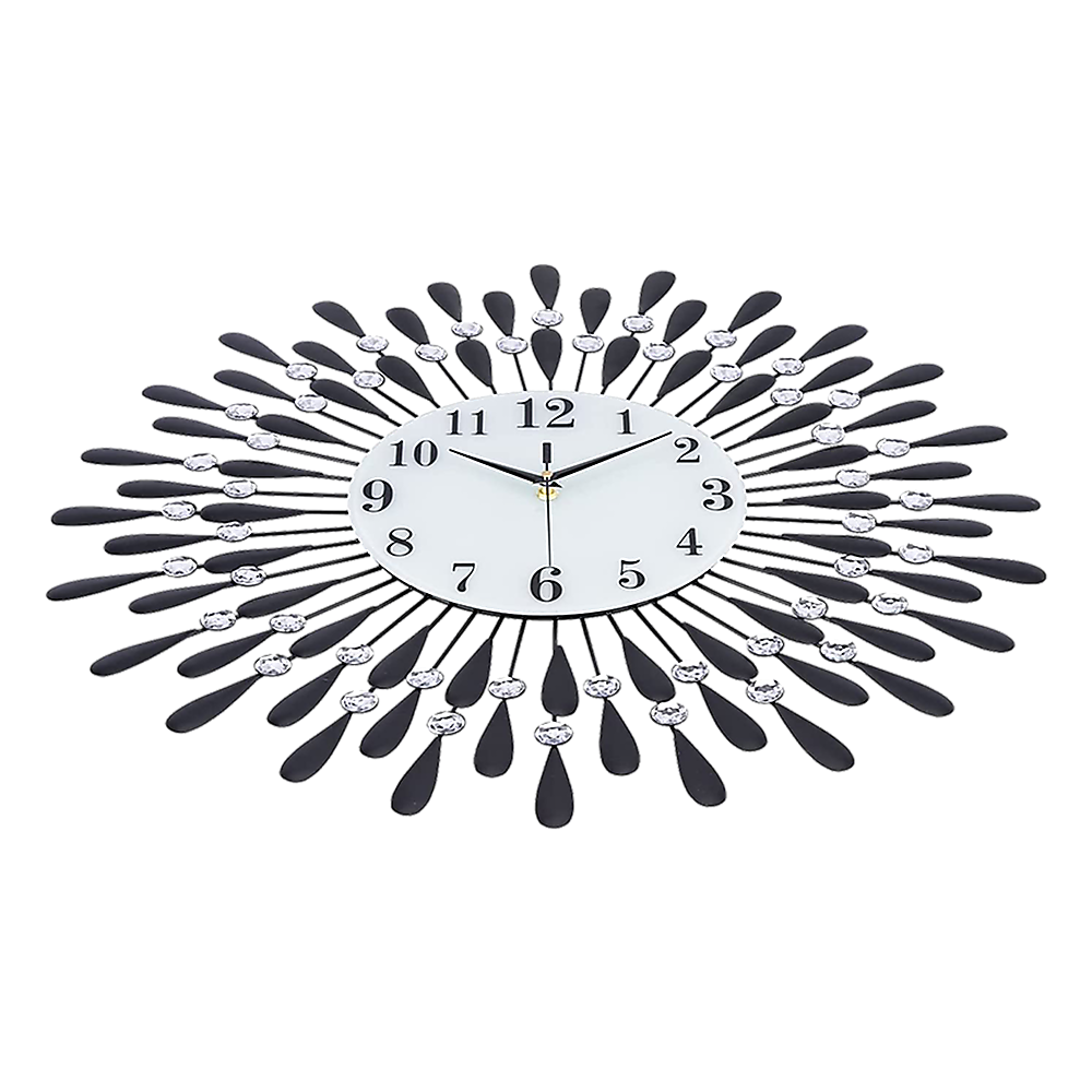 Large Modern 3D Crystal Wall Clock Luxury Art Metal Round Home Decor Price