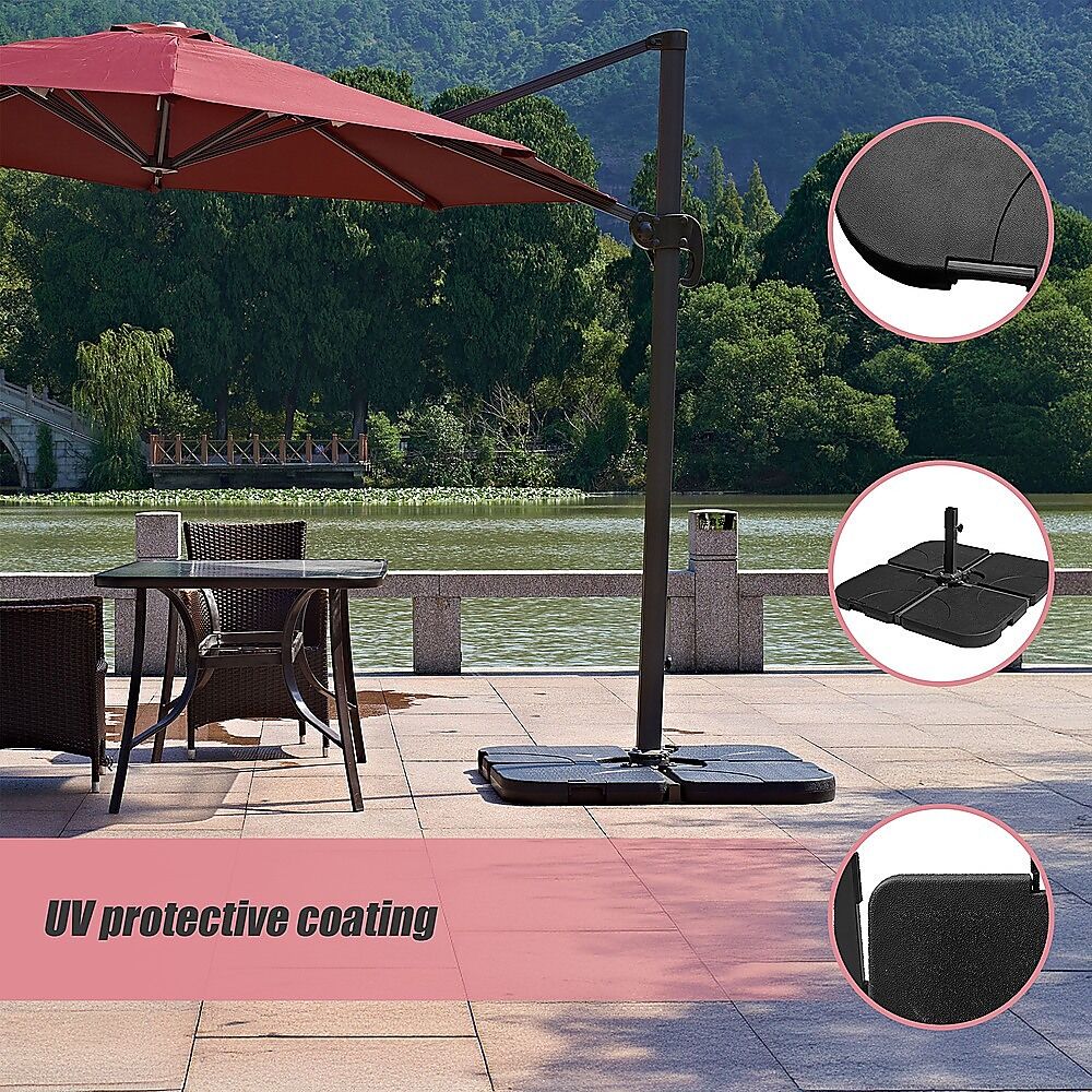 Outdoor Patio 4-Piece Cantilever Offset 3M Umbrella Base Stand Weight Water Sand Price
