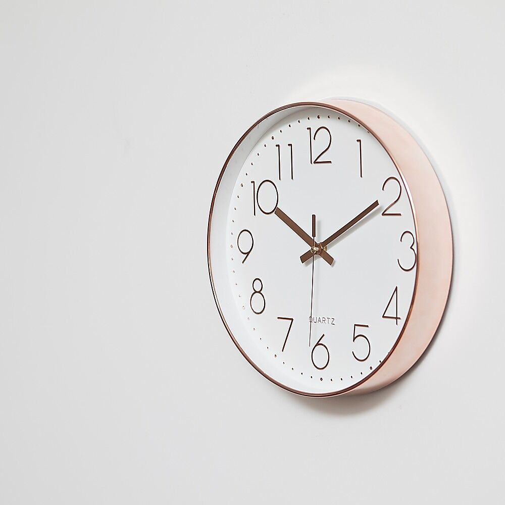 Modern Wall Clock Silent Non-Ticking Quartz Battery Operated Rose Gold Price
