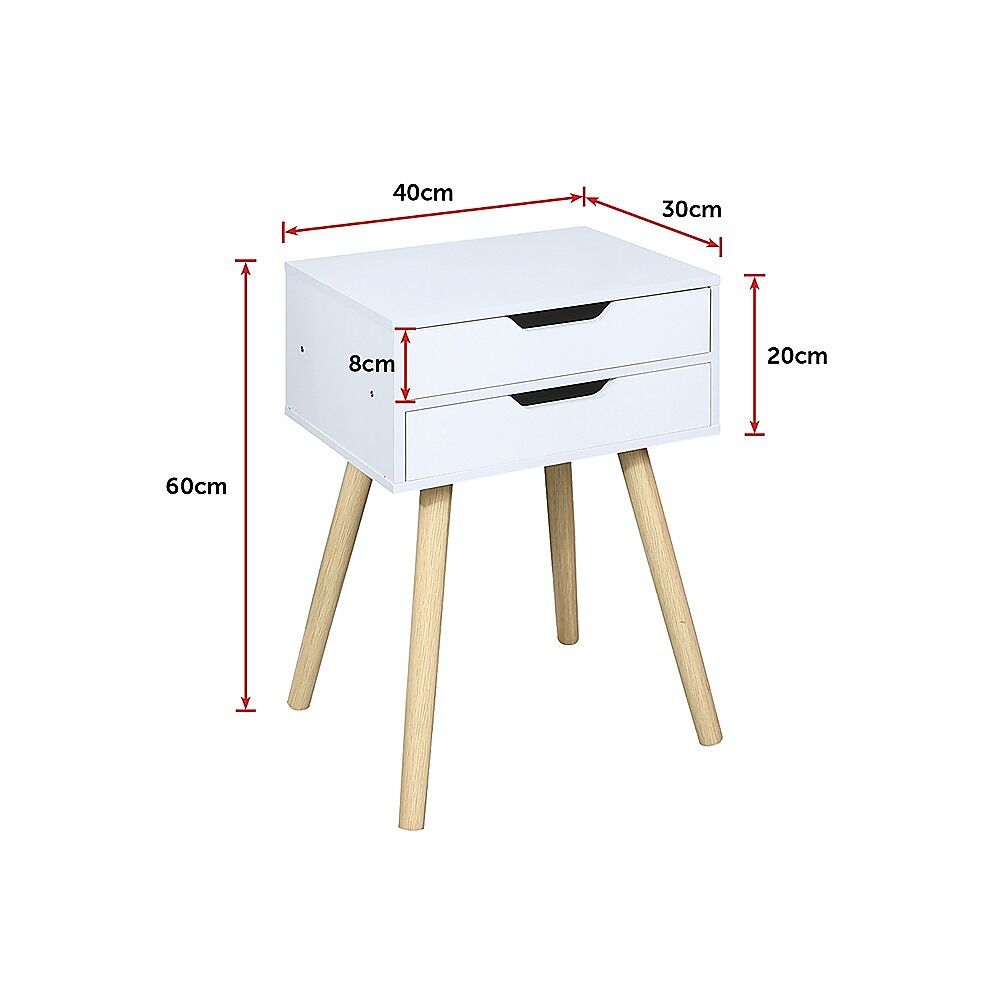 Wooden Bedside Table 2 Drawers Cabinet Storage Tall Night Stand Price