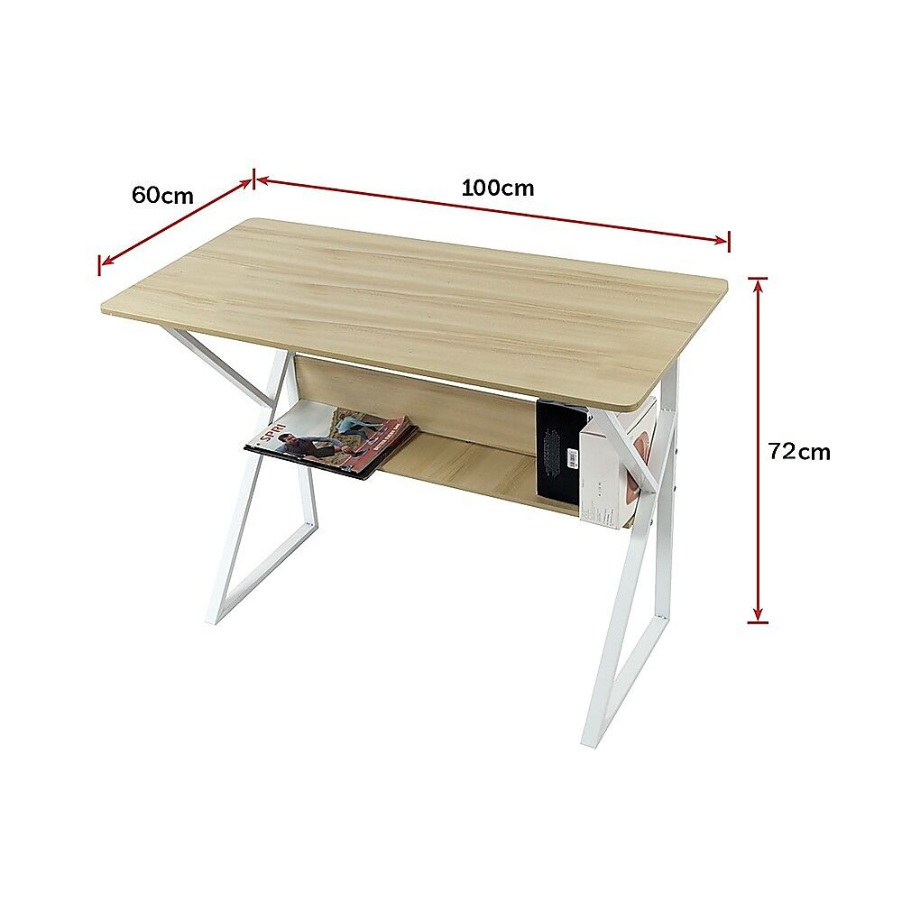 Wood & Metal Computer Desk with Shelf Home Office Furniture Price