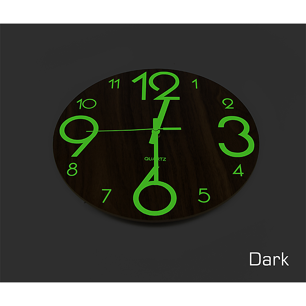 Glow In Dark Wall Clock Luminous Quartz Quiet Wooden Home Decor 30cm Price