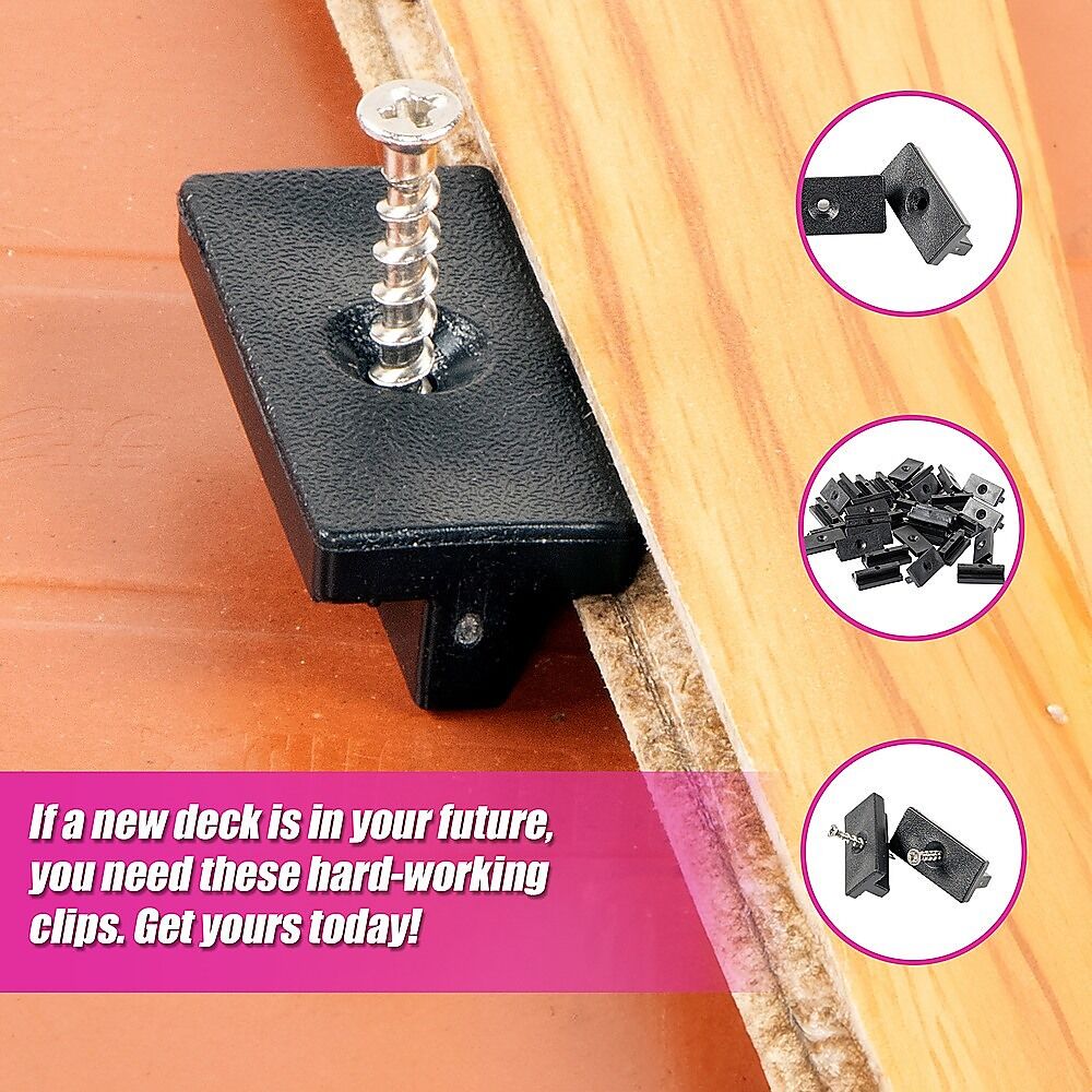 100 Composite Decking Hidden Fixing Fasteners Plastic T Clips & Screws Price
