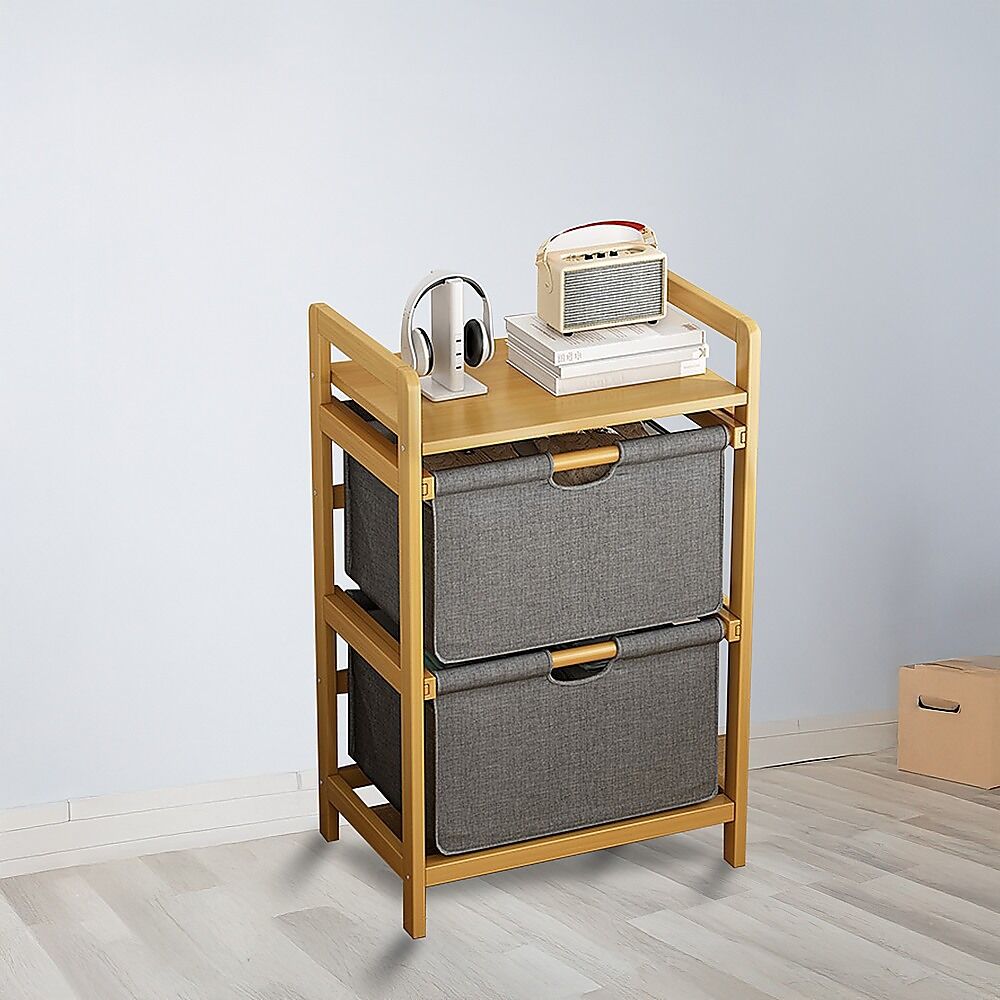 Bamboo Shelf with Storage Hamper - Wooden Bamboo Removable Bags Price