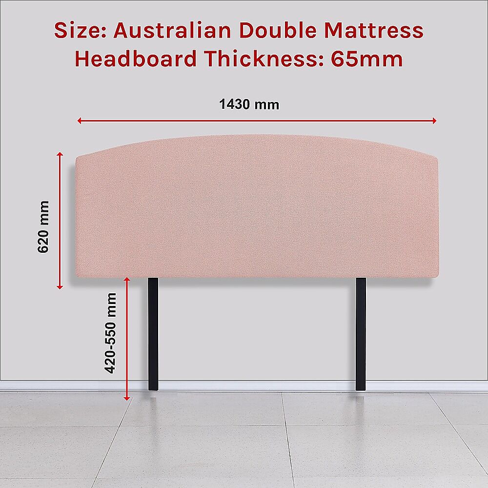 Linen Fabric Double Bed Curved Headboard Bedhead - Pale Pink Price