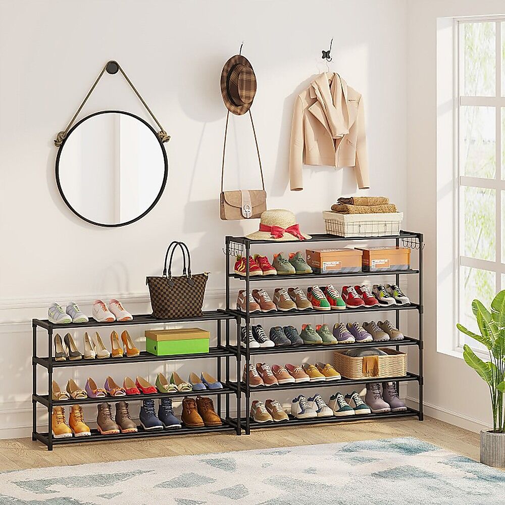 10 Tier Black Shoe Rack Metal Shoe Storage Organizer Rack 50-Pair Large Capacity Price