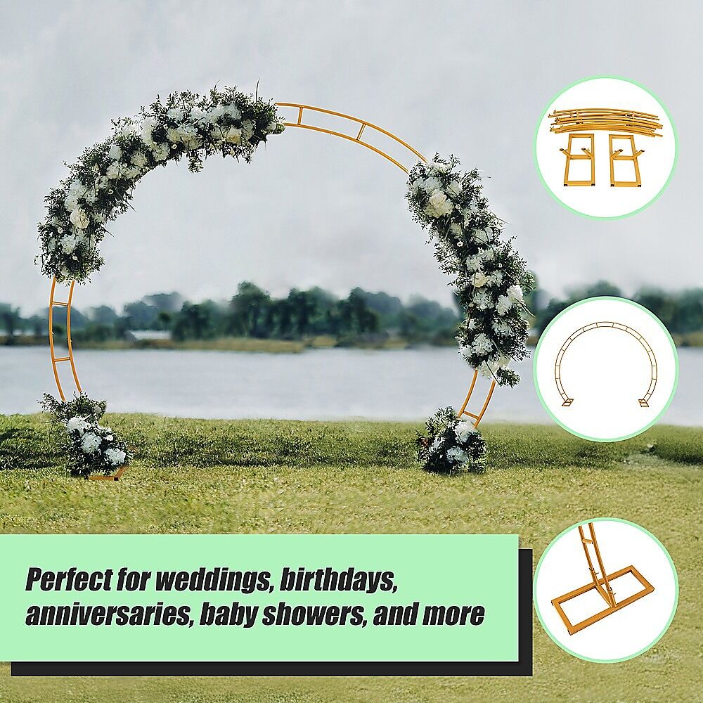 260cm Gold Metal Wedding Arch Round Balloon Birthday Party Price