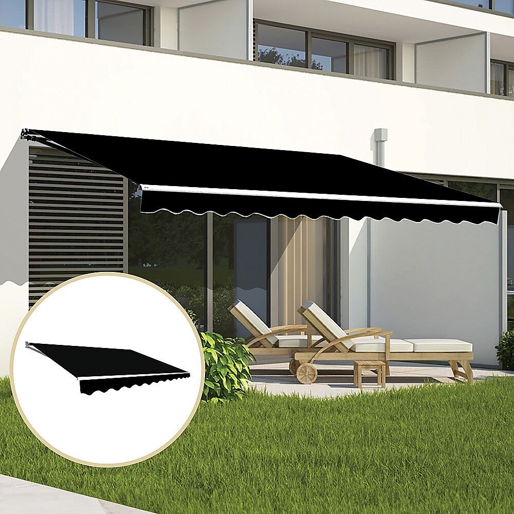 Outdoor Folding Arm Awning Retractable Sunshade Canopy Black 5.0m x 2.5m Price