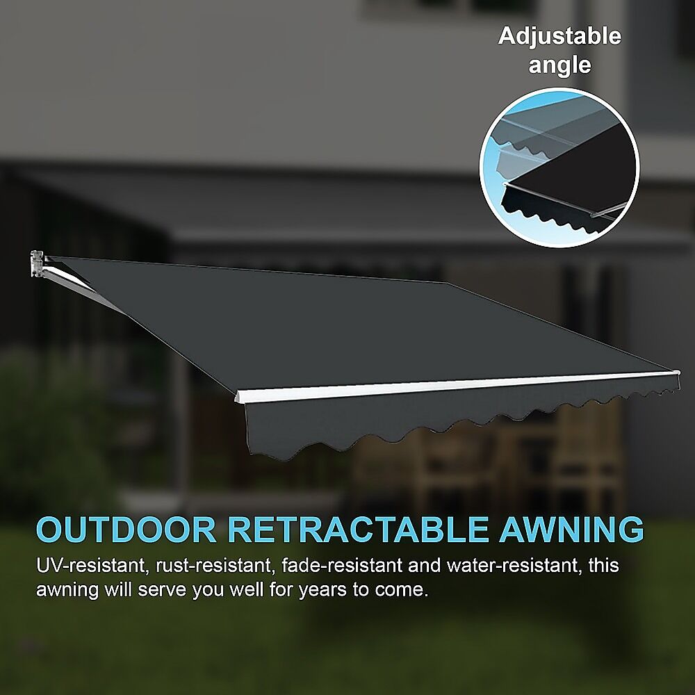 Outdoor Folding Arm Awning Retractable Sunshade Canopy Grey 4.0m x 3.0m Price