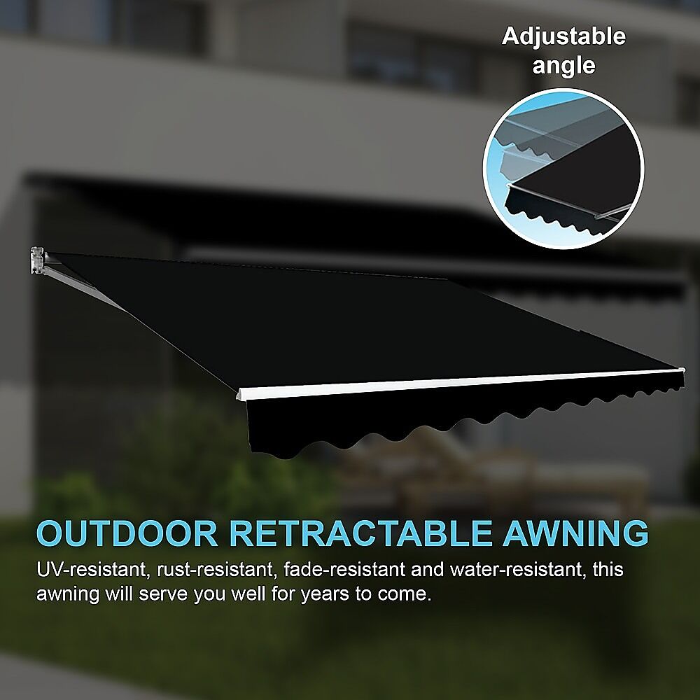 Outdoor Folding Arm Awning Retractable Sunshade Canopy Black 4.0m x 3.0m Price