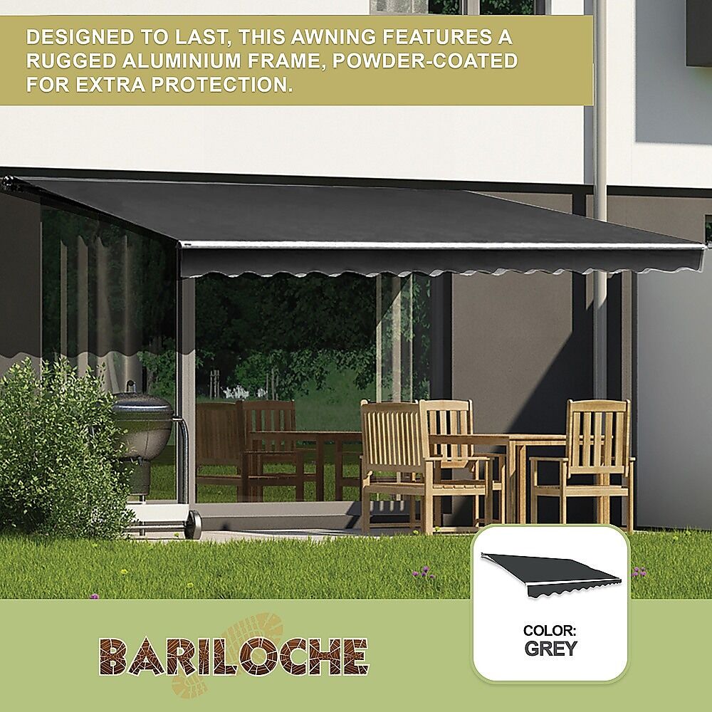 Outdoor Folding Arm Awning Retractable Sunshade Canopy Grey 5.0m x 3.0m Price