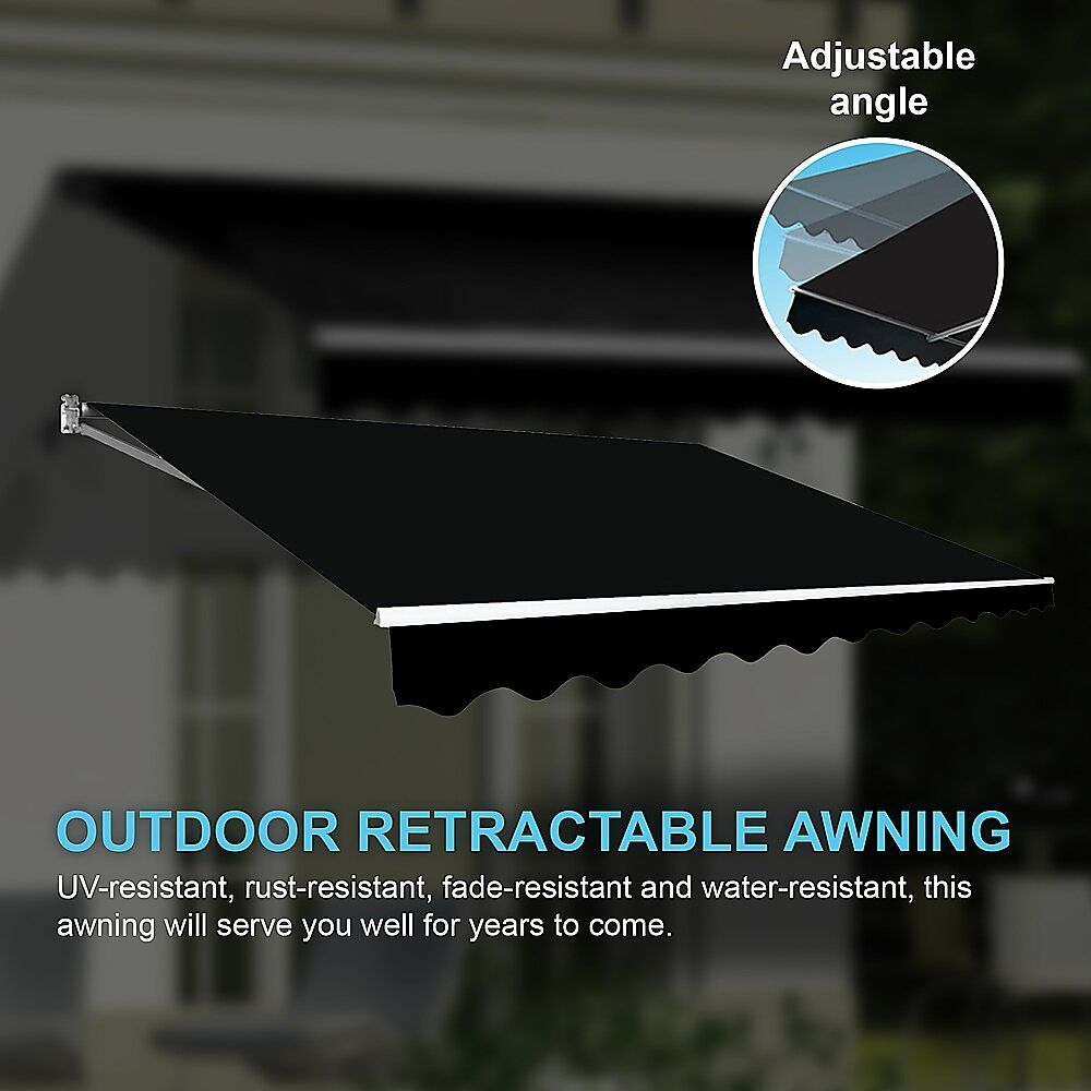 Motorised Outdoor Folding Arm Awning Retractable Sunshade Canopy Black 3.0m x 2.5m Price