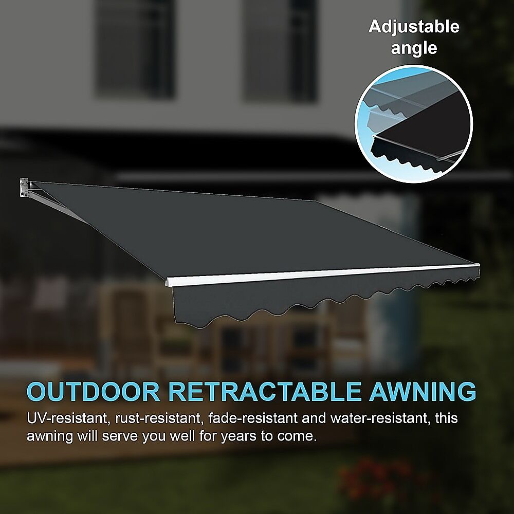 Motorised Outdoor Folding Arm Awning Retractable Sunshade Canopy Grey 5.0m x 2.5m Price