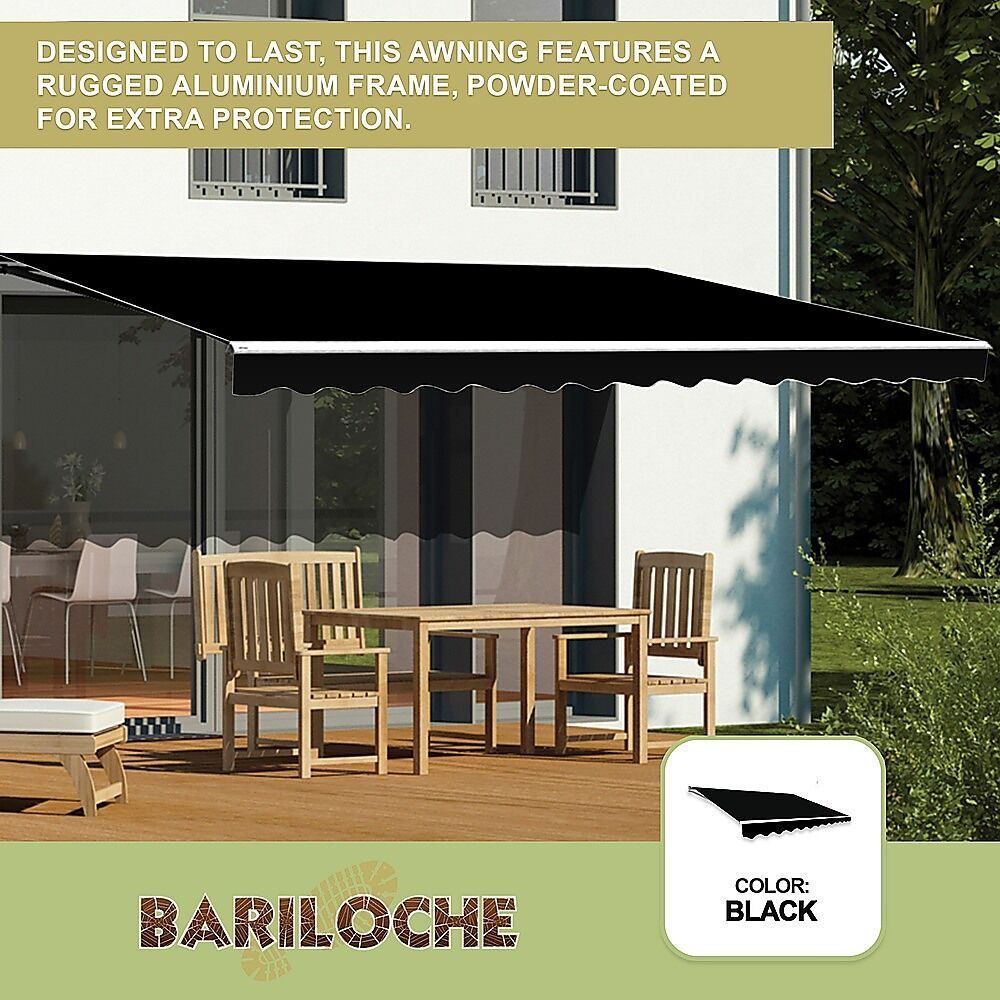 Motorised Outdoor Folding Arm Awning Retractable Sunshade Canopy Black 5.0m x 3.0m Price