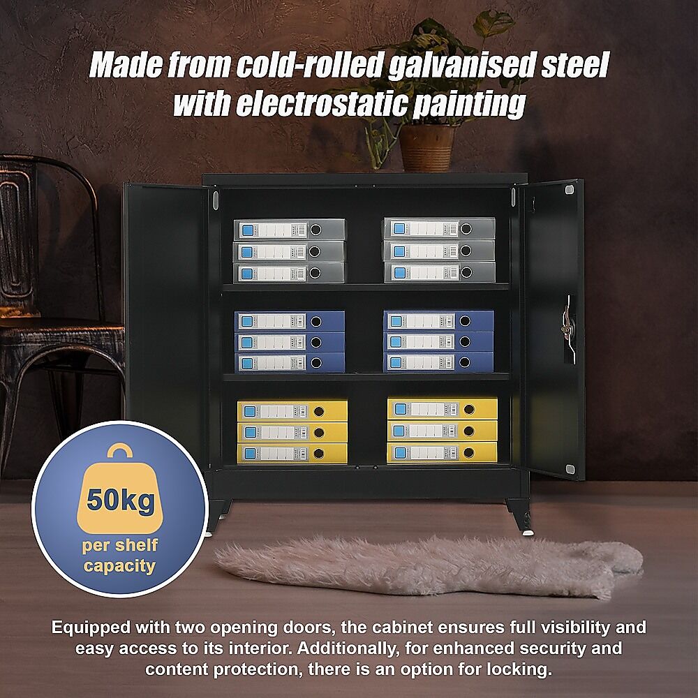 Two-Door Metal Short Cabinet Shelf Storage for Home Office Gym Price