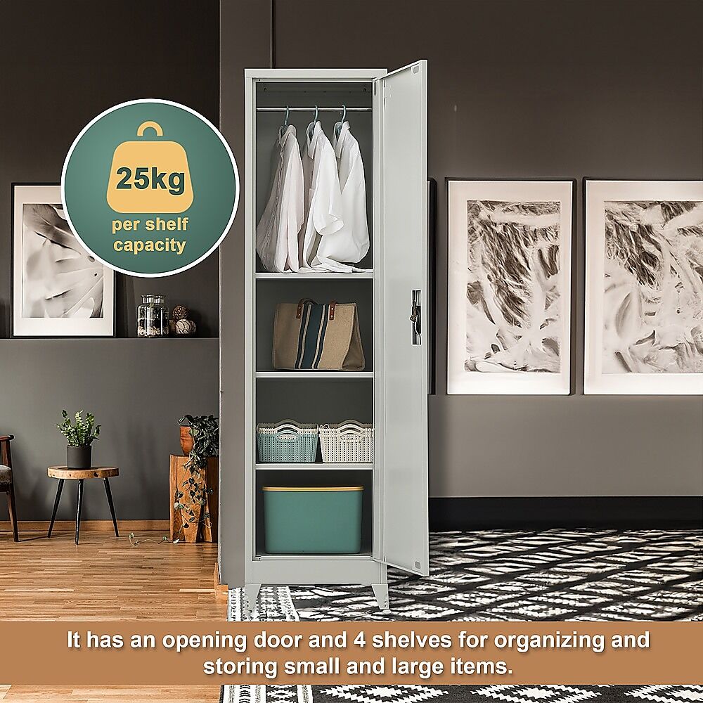 Single-Door Metal Tall Cabinet Shelf Storage for Home Office Gym Price