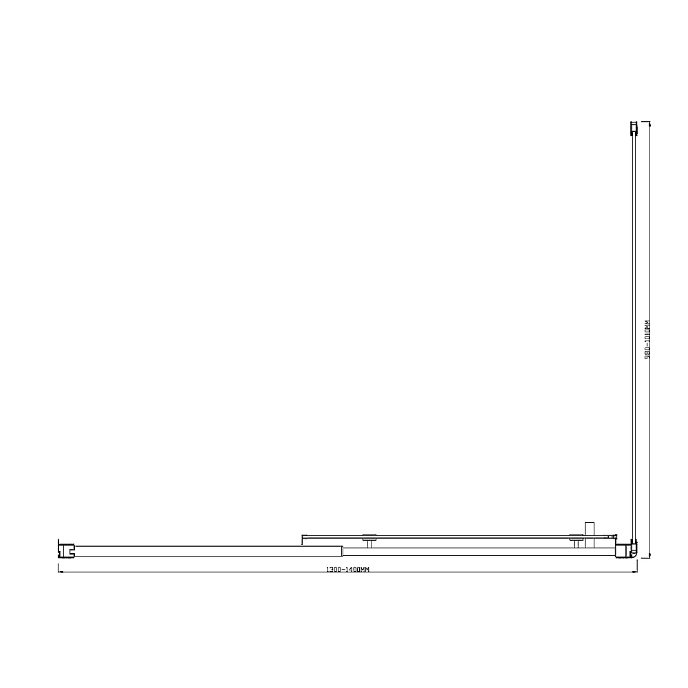 Adjustable 1400x1010mm Single Door Corner Sliding Glass Shower Screen in Black Price