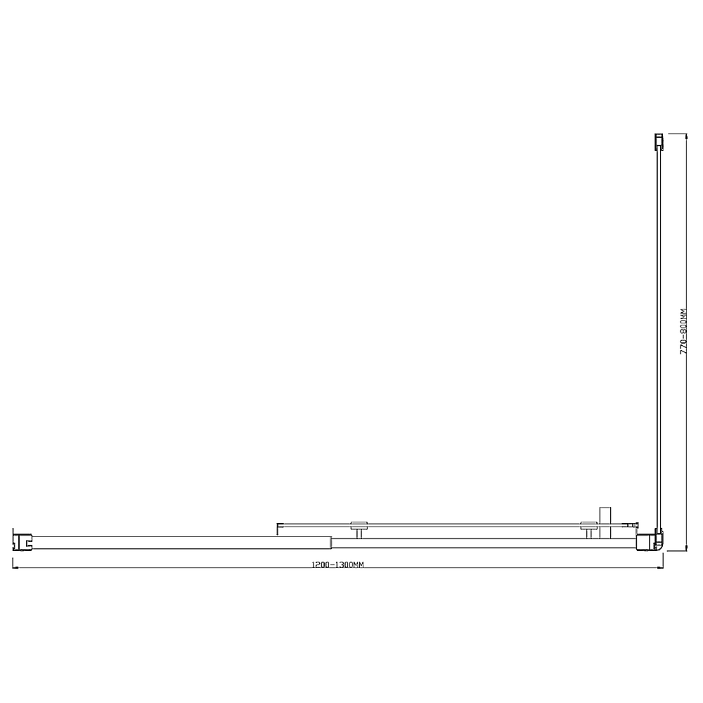 Adjustable 1300x800mm Single Door Corner Sliding Glass Shower Screen in Black Price
