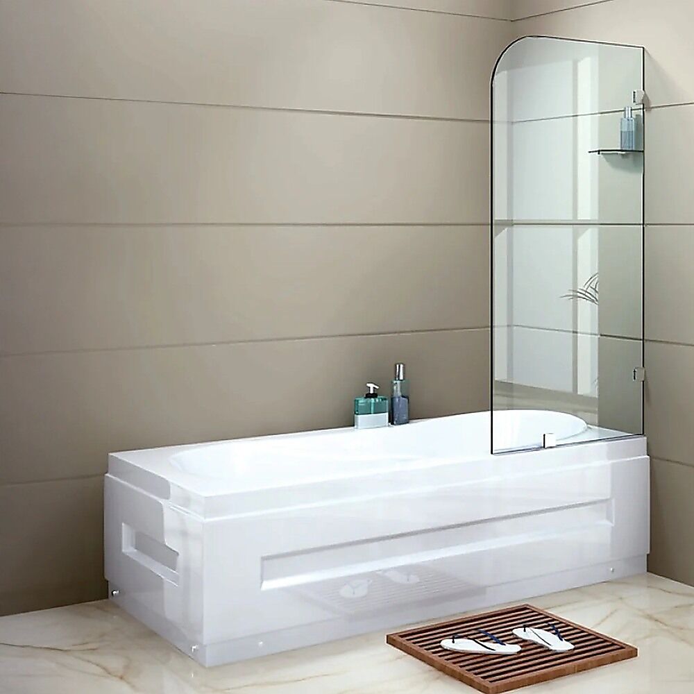 70cm Frameless Glass Bath Screen with Brackets - White Price