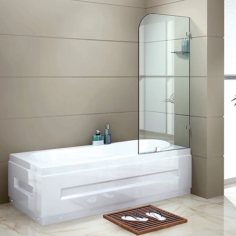 70cm Frameless Glass Bath Screen with Brackets - Nickel Price