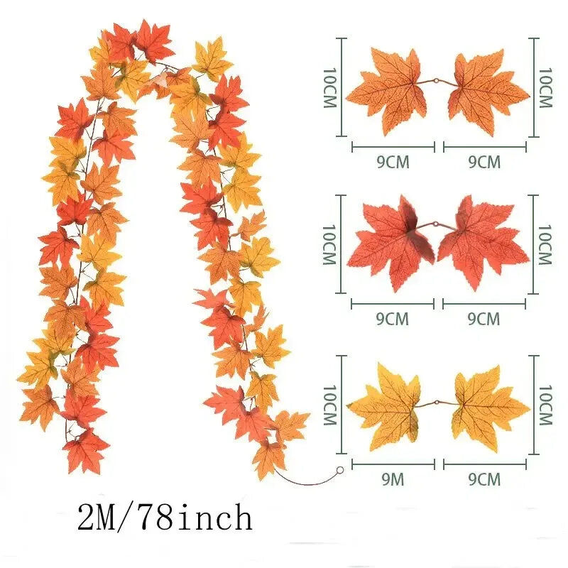 2M Artificial Fall Maple Leaf Garland Price